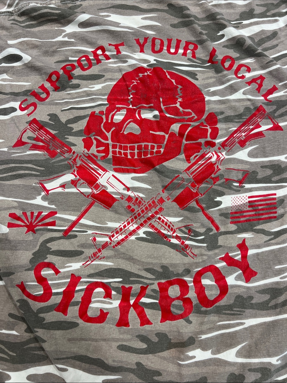 Anvil Gray Camo Tee sickboy Skull & Guns Graphic